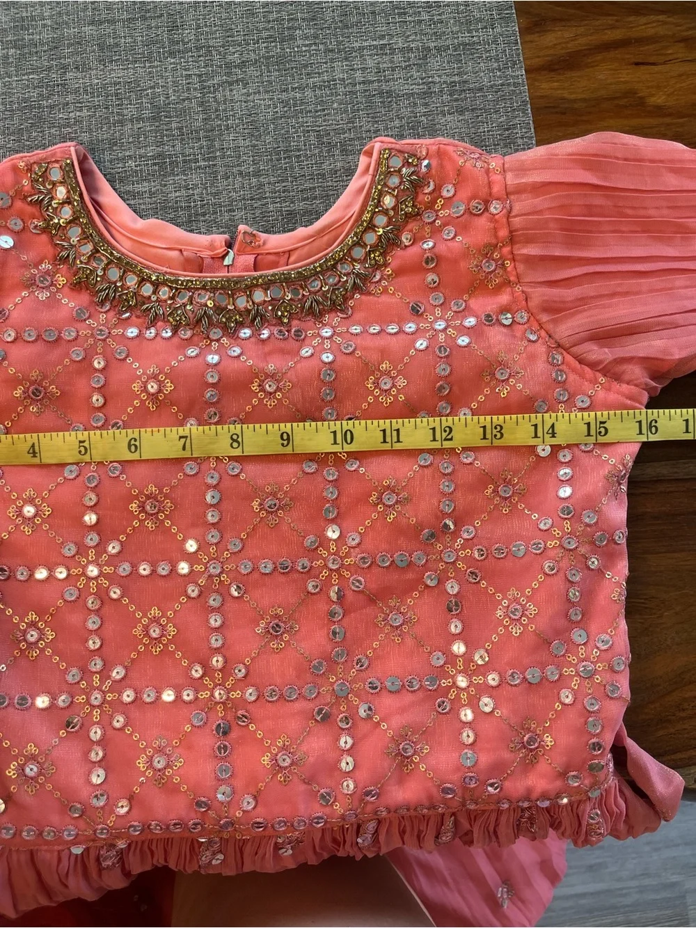 Beaded Embroidered Bedazzled Coral Embellished Girls' Party Dress